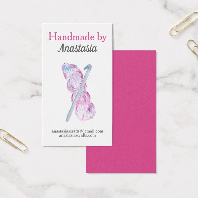 Cartes De Visite Artisanat Crochet Rose (Bureau)