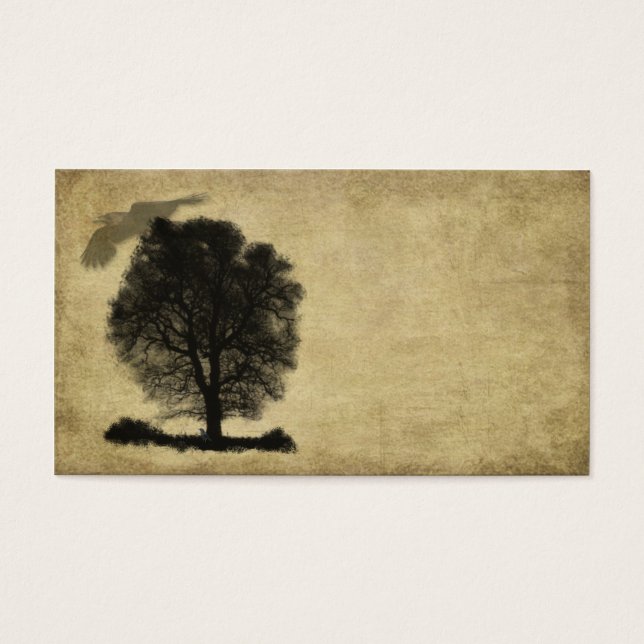 Cartes De Visite Artiste - Arbre de pierre solitaire & Crow (Devant)