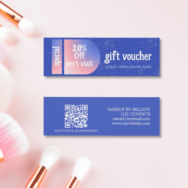 Cartes De Visite Artiste de maquillage classique moderne bleu rose (Créateur téléchargé)