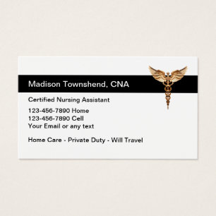 Cartes De Visite Assistant en soins infirmiers certifié simple et c
