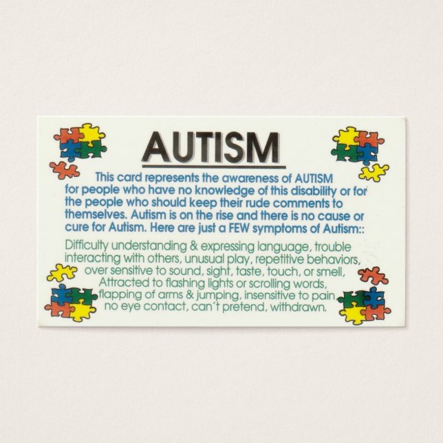 Cartes De Visite Autisme Informant (Devant)