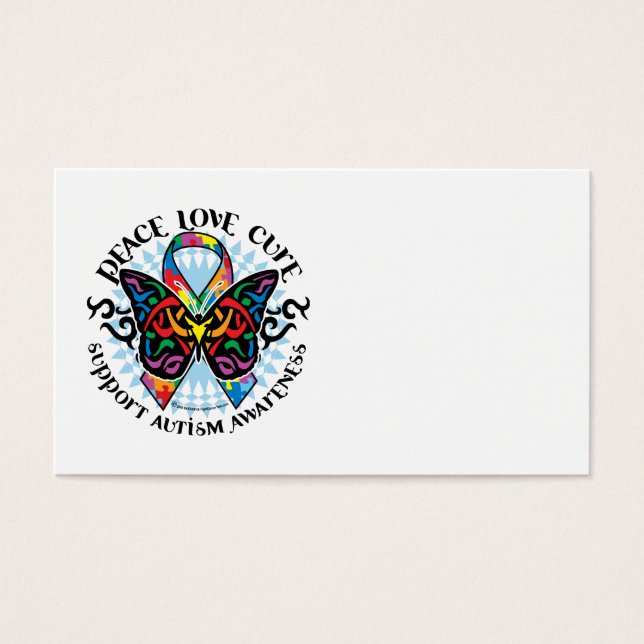 Cartes De Visite Autisme Papillon Tribal 2 (Devant)