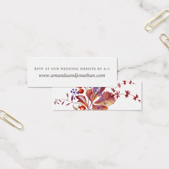 Cartes De Visite Automne - Automne Watercolor Wedding RSVP (Bureau)