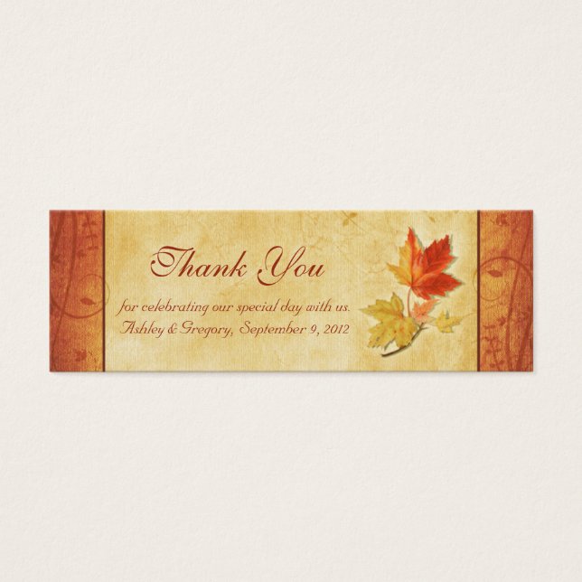 Cartes De Visite Automne laisse Mariage Merci Favoriser les étiquet (Devant)
