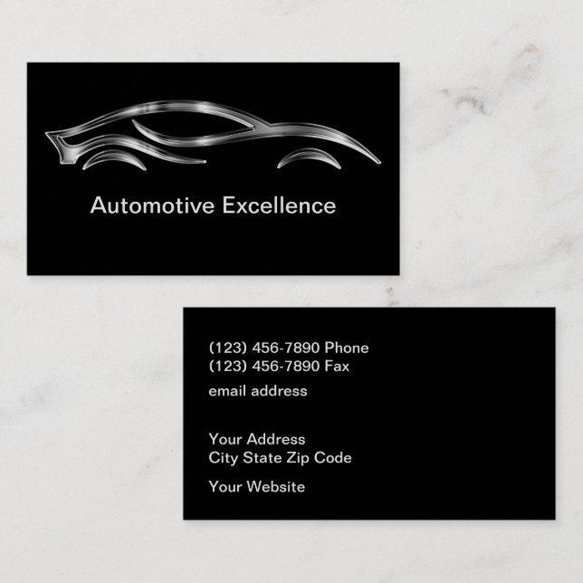Cartes de visite automobiles à noyau noir Cool (Devant / Derrière)