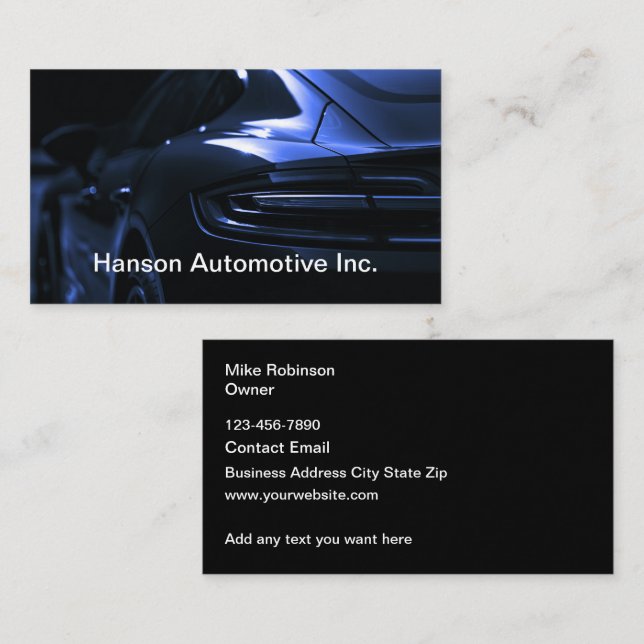 Cartes de visite automobiles Design Cool (Devant / Derrière)