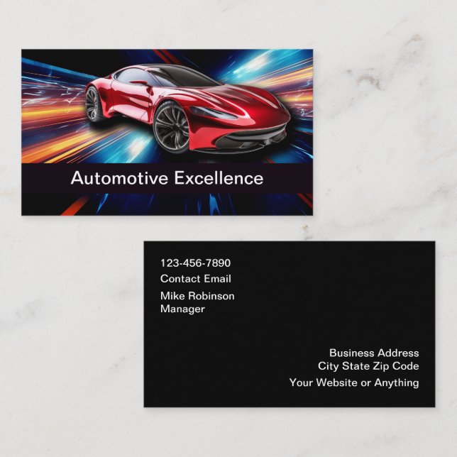 Cartes de visite automobiles les plus cool (Devant / Derrière)