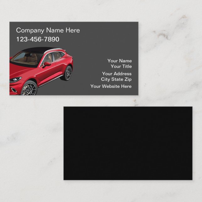 Cartes de visite automobiles modernes et cool (Devant / Derrière)