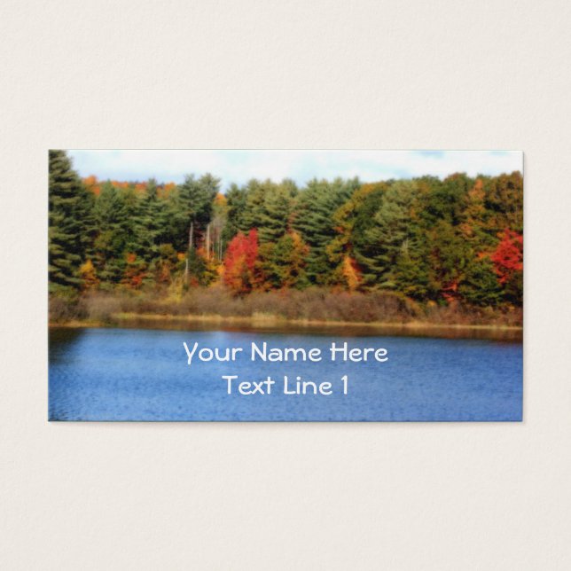 Cartes De Visite Autumn Trees Bordering Pond Nature (Devant)