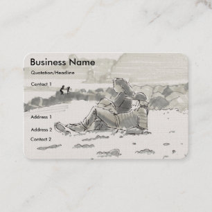 Cartes de visite avec couple se détendant sur la p