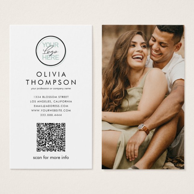 Cartes de visite avec logo de code QR personnalisé (Devant & derrière)