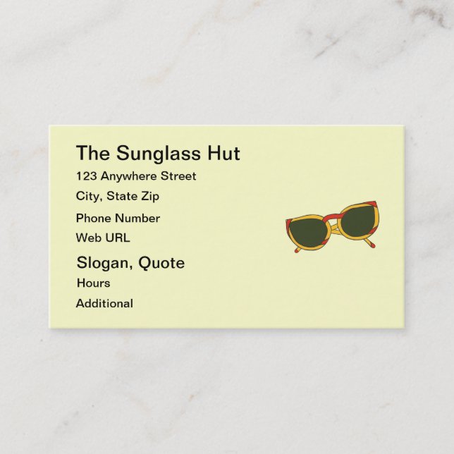 Cartes de visite avec lunettes de soleil en jaune  (Devant)