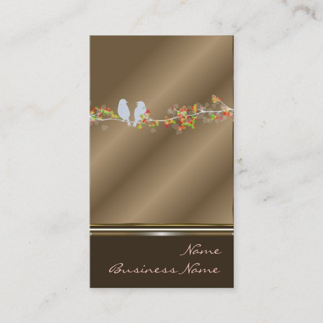 Cartes de visite avec oiseaux de l'amour sur ton c (Devant)