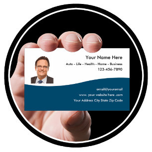 Cartes de visite avec photo d'agent d'assurance