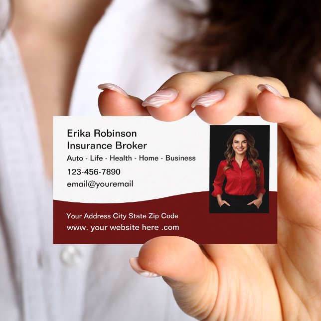 Cartes de visite avec photo pour agent d'assurance (Créateur téléchargé)