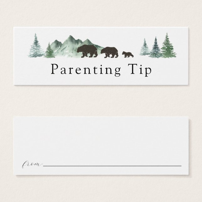 Cartes De Visite Aventure commence l'ours Parenting Tip Card (Devant & derrière)