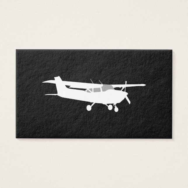 Cartes De Visite Avion Classique Cessna Silhouette en vol sur fond  (Devant)