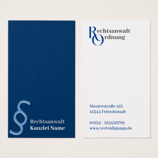 Cartes De Visite avocat minimal bleu (Devant & derrière)