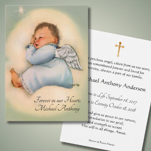Cartes De Visite Baby Boy Catholic Funeral Memorial Holy Card -