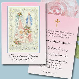 Cartes De Visite Baby Girl Catholic Funeral Memorial Holy Card -