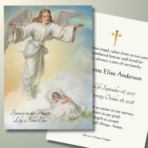 Cartes De Visite Baby Girl Catholic Funeral Memorial Holy Card -