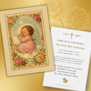 Cartes De Visite Baby Girl Catholic Funeral Memorial Holy Card -