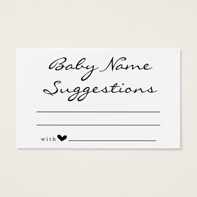 Cartes De Visite Baby Name Suggestions Card pour Baby shower (Devant)