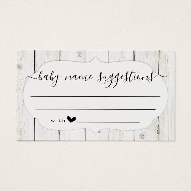 Cartes De Visite Baby Name Suggestions Card pour Baby shower (Devant)
