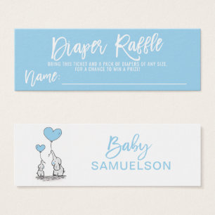 Cartes De Visite Baby shower bleu d'éléphant de billet de TOMBOLA
