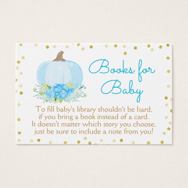 Cartes De Visite Baby shower Boho Blue Citrouille Apportez une cart (Devant)
