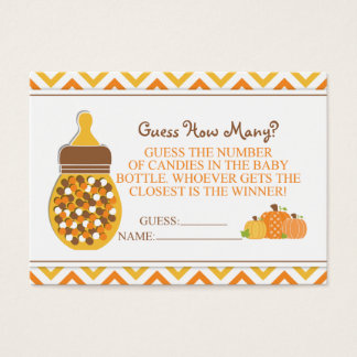 Cartes De Visite Baby shower citrouille de bouteille Jeu de devinet