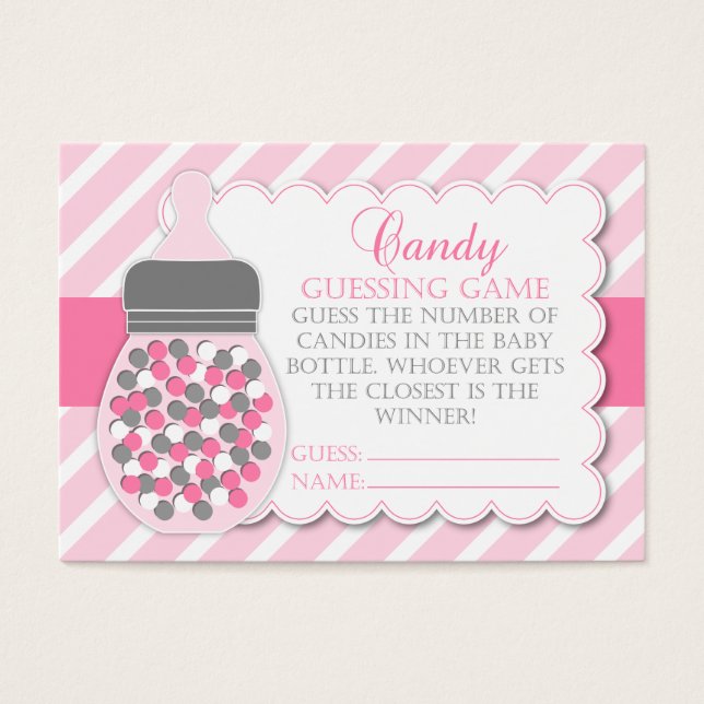 Cartes De Visite Baby shower de bouteille de fille jeu de devis (Devant)