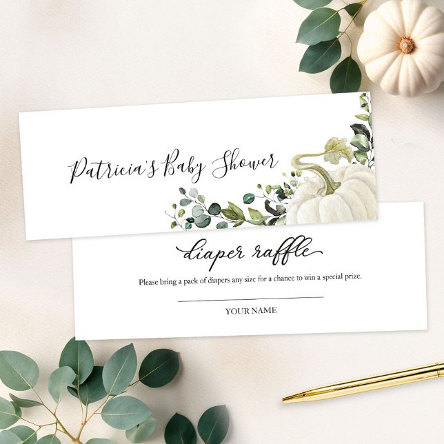 Cartes De Visite Baby shower de chute Citrouille de verdure  de cou (Créateur téléchargé)