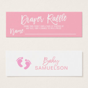 Cartes De Visite Baby shower de fille de rose de billet de TOMBOLA