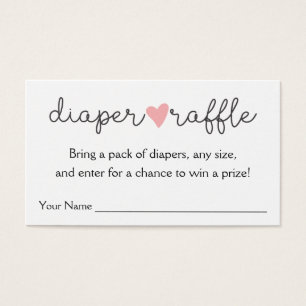 Cartes De Visite Baby shower de fille Raffle Coeur Rose