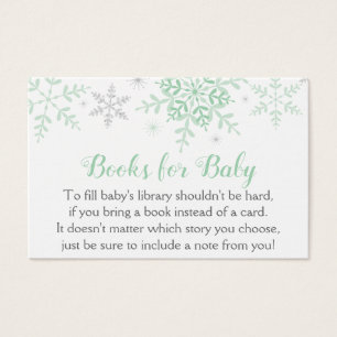 Cartes De Visite Baby shower de Snowflakes d'hiver Apportez un livr