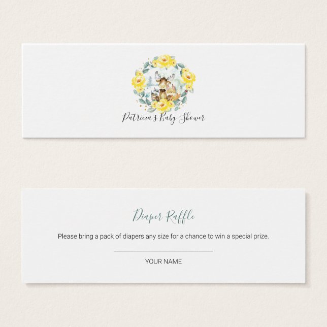 Cartes De Visite Baby shower de verdure des bois Raffle de couches (Devant & derrière)