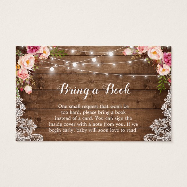 Cartes De Visite Baby shower Demande de réservation Rustique rose f (Devant)