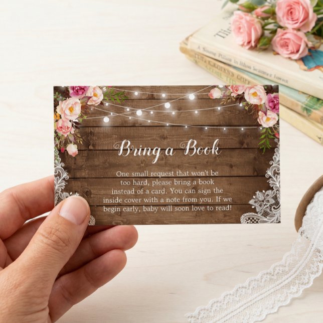 Cartes De Visite Baby shower Demande de réservation Rustique rose f (Créateur téléchargé)