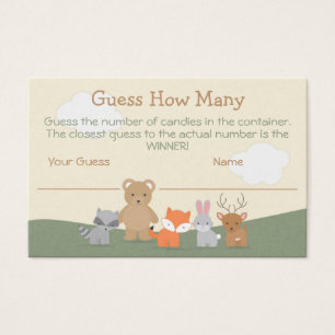 Cartes De Visite Baby shower des animaux de bois Devinez combien de