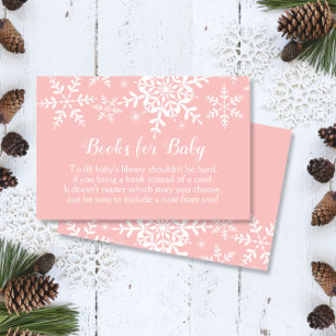 Cartes De Visite Baby shower d'hiver rose Snowflakes Apportez un li