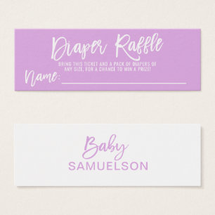 Cartes De Visite BABY SHOWER DIAPER RAFFLE Ticket LAVENDER