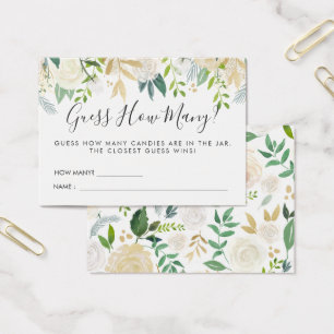 Cartes De Visite Baby shower du bouquet White Rose   Jeu de devinet