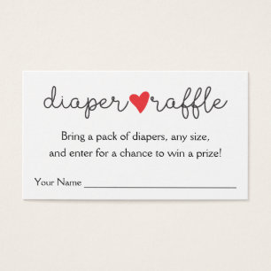 Cartes De Visite Baby shower du coeur rouge de la calotte Raffle