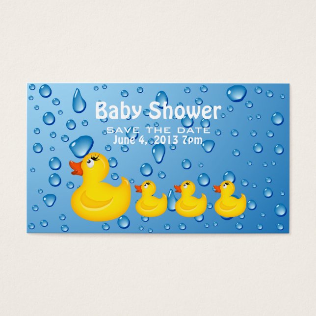 Cartes De Visite Baby shower Enregistrer la date Jaune Duckie (Devant)