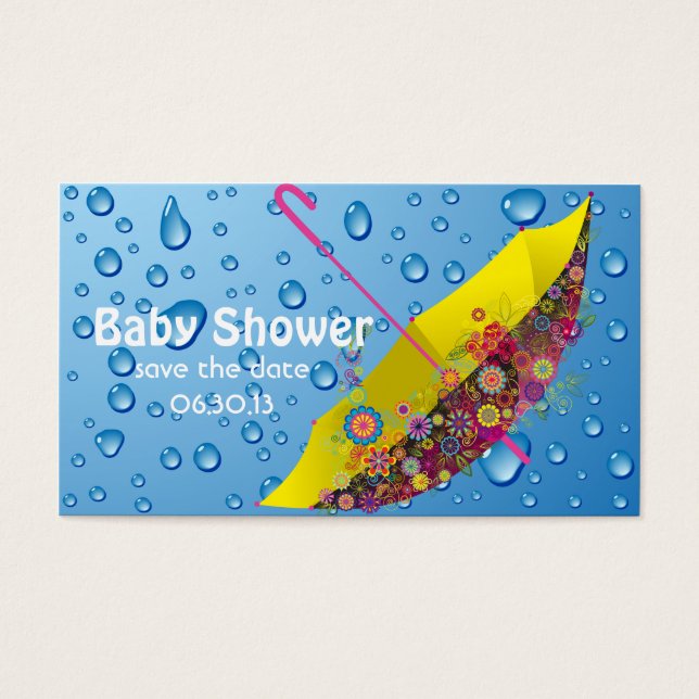 Cartes De Visite Baby shower Enregistrer le parapluie de date (Devant)