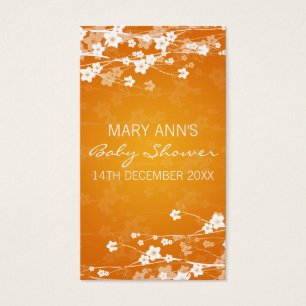 Cartes De Visite Baby shower Favoriser Tag Cerisier Fleur Orange