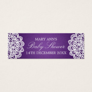 Cartes De Visite Baby shower Favoriser Tag Vintage dentelle pourpre