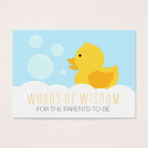Cartes De Visite Baby shower mignon en caoutchouc jaune de bain