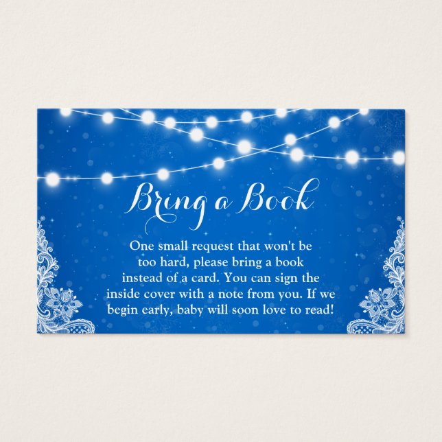 Cartes De Visite Baby shower Réserver Demande Winter Blue Snowflake (Devant)